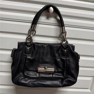 Coach Kristin y2K bag black leather with silver hardware and extra strap